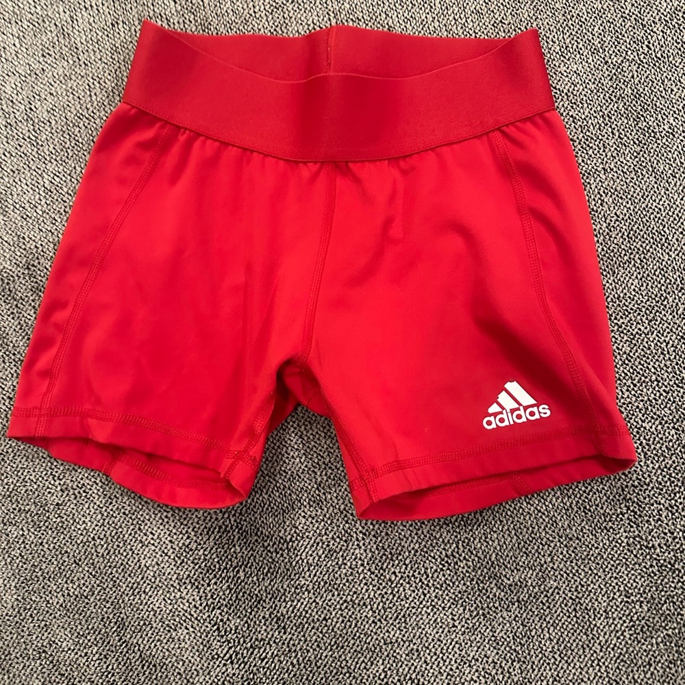 Adidas AeroReady women’s red spandex shorts. Size small